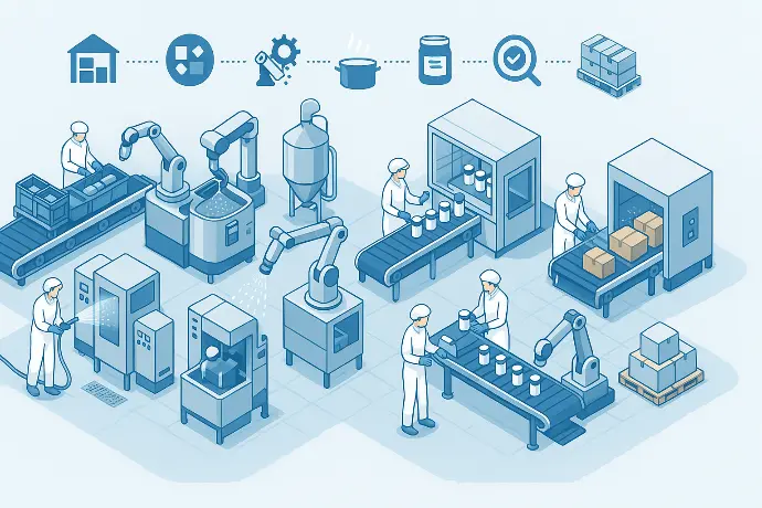 Schema ter illustratie van de traceerbaarheid en stappen van het SCS gevoelige reinigingsproces